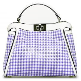 Fendi-Fendi Sac Peekaboo tissé blanc-Blanc,Bleu,Bleu clair
