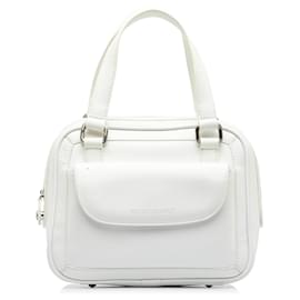 Burberry-Burberry White Leather Handbag-White