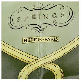 Hermès-Hermes Green Springs Silk Scarf-Green