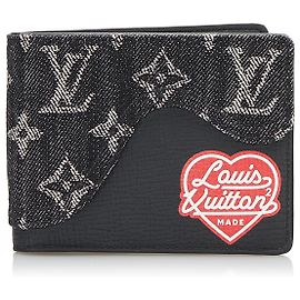 Louis Vuitton Black Nigo Monogram Denim Slender Wallet Schwarz