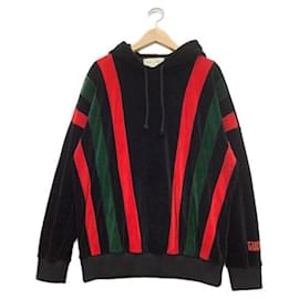 Gucci-***GUCCI  velor chenille pullover hoodie-Black,Red