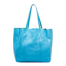 Balenciaga-Leather Everyday S Tote 475199-Blue