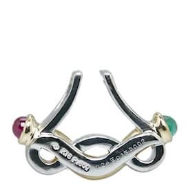 & Other Stories-Platinum Diamond Emerald & Ruby Pendant-Silvery