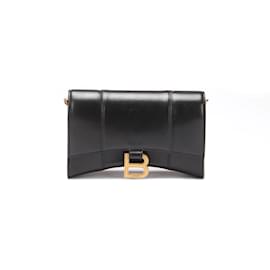 Balenciaga-Leather Hourglass Wallet on Chain 656050-Black