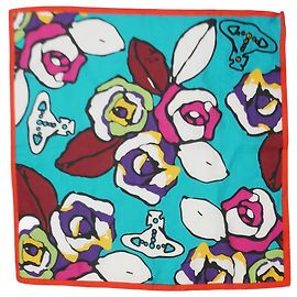 Vivienne Westwood Multi patterned scarf with orange trim - size Multiple colors