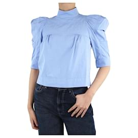 Chloé-Blue puff-sleeve high-neck top - size FR 36-Blue