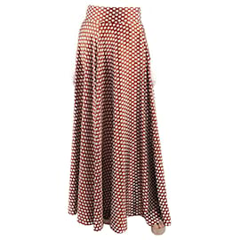Diane Von Furstenberg-Brown polka dots A-line maxi skirt - size UK 10-Brown