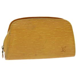 Louis Vuitton-LOUIS VUITTON Pochette Epi Dauphine PM Jaune M48449 Auth LV 47951-Jaune