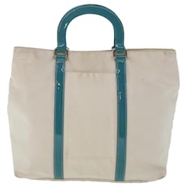 Prada-Prada Hand Bag Nylon 2way White Turquoise Blue Auth 48007-White,Other