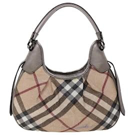 Burberry-BURBERRY Nova Check Shoulder Bag PVC Leather Pink Silver Auth 48025-Silvery,Pink