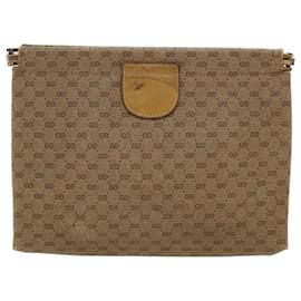 Gucci-GUCCI Micro GG Canvas Clutch Bag PVC Leather Beige 67-039-5229 Auth ep1090-Beige