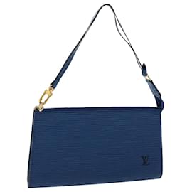Louis Vuitton-LOUIS VUITTON Epi Pochette Accessoires Accessory Pouch Blue M52985 auth 47630-Blue