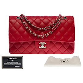 Chanel-Sac CHANEL Timeless/Classique en Cuir Rouge - 101327-Rouge