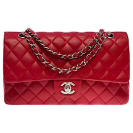 Chanel-Sac CHANEL Timeless/Classique en Cuir Rouge - 101327-Rouge
