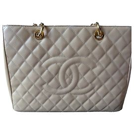 Grand Cabas Chanel Beige en Cuir Caviar Beige