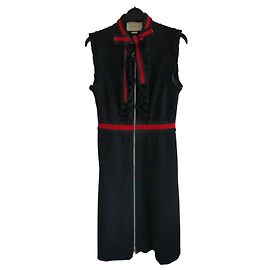 Gucci Kleid Schwarz Viscose mit Webband Schwarz