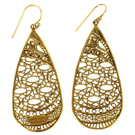 Emilio Pucci-EMILIO PUCCI Moroccan Inspired Dangle Teardrop Earrings golden earrings disks-Golden