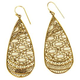 Emilio Pucci-EMILIO PUCCI Moroccan Inspired Dangle Teardrop Earrings golden earrings disks-Golden