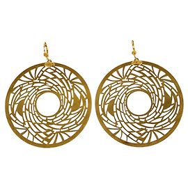 Roberto Cavalli Geometric Dangle Round Earrings Golden Disks Golden