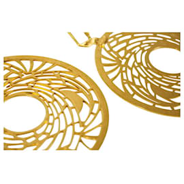 Roberto Cavalli-Roberto Cavalli Geometrische baumelnde runde Ohrringe mit goldenen Scheiben-Golden