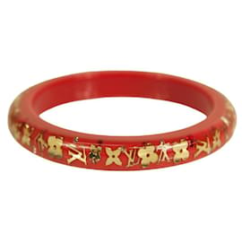 Louis Vuitton-Louis Vuitton Thin Inclusion PM coral red with gold resin sequins bangle bracelet-Red