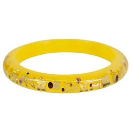 Louis Vuitton-Louis Vuitton Thin Inclusion PM yellow with gold resin sequins bangle bracelet-Yellow