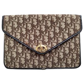 Dior Montaigne Monogram Brown Cloth Clutch Brown