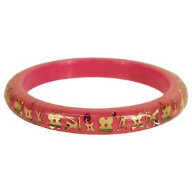 Louis Vuitton Thin Inclusion PM fuchsia with gold resin sequins bangle bracelet Fuschia