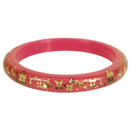 LOUIS VUITTON Bracelet Bangle AUTH LV Brass Rigid Pillow Monogram DORE Gold  F/S