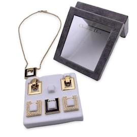 Christian Dior-Vintage Intercheangeable Jewelry Necklace Earrings Set-Golden