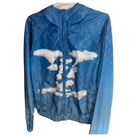 Louis Vuitton Damier Logo Print Short Sleeve Polo Shirt in Blue Cotton  ref.958027 - Joli Closet