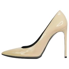 Saint Laurent-Neutral patent leather pointed-toe pumps - size EU 39-Other