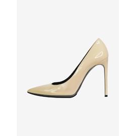 Saint Laurent-Neutral patent leather pointed-toe pumps - size EU 39-Other