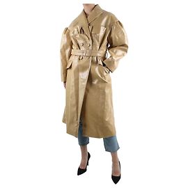 Simone Rocha Beige patent double-breasted longline trench coat - size UK 12 Beige