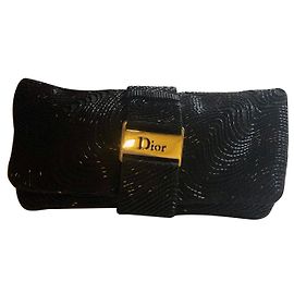 Rara borsa pochette da sera con pochette da sera decorata con strass e perline nere Christian Dior Nero