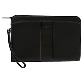 Burberry-BURBERRY Clutch Bag Leather Black Auth 48120-Black