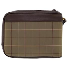 Autre Marque-Burberrys Nova Check Clutch Bag Nylon Leather Brown Auth ki3147-Brown