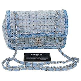 Chanel-CHANEL Borsa a tracolla con catena Tweed Blu CC Auth 47496alla-Blu