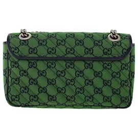 Gucci-GUCCI GG Marmont Chain Sac à bandoulière Vert Auth 47997A-Vert