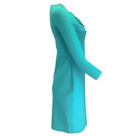 Autre Marque-Chiara Boni La Petite Robe Teal Three-Quarter Sleeved V-Neck Nylon Dress-Blue