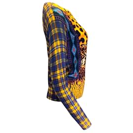 Autre Marque-a letto con te Maglione cardigan in maglia di lana a maniche lunghe con stampa leopardata e scozzese multicolore-Multicolore