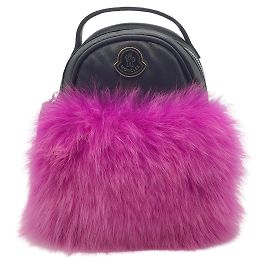 Borsa Moncler Micro a tracolla nera con pelliccia di volpe rosa Nero