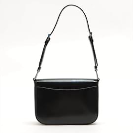 Prada-Brushed Leather Black Shoulder Bag-Black
