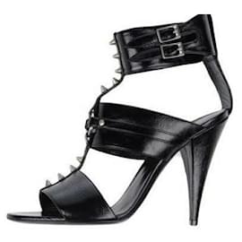 Sandales gladiateur Fetish en cuir noir Yves Saint Laurent Noir