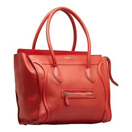 Céline-Mini Leather Luggage Tote Bag-Red