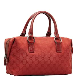 Gucci-GG Canvas Boston Bag 113009-Red