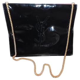 Yves Saint Laurent-Yves Saint Laurent shoulder clutch bag-Black,Golden