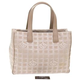 Chanel-CHANEL New Travel Line Tote Bag Nylon Beige CC Auth 47712-Beige