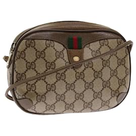 Gucci-GUCCI GG Canvas Web Sherry Line Shoulder Bag Beige Red 89.02.066 Auth ep1110-Red,Beige