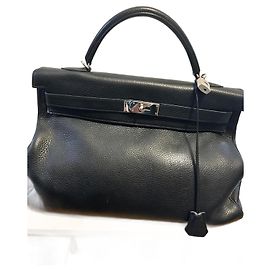 Hermès Kelly 40 Black Togo Leather Handbag Black